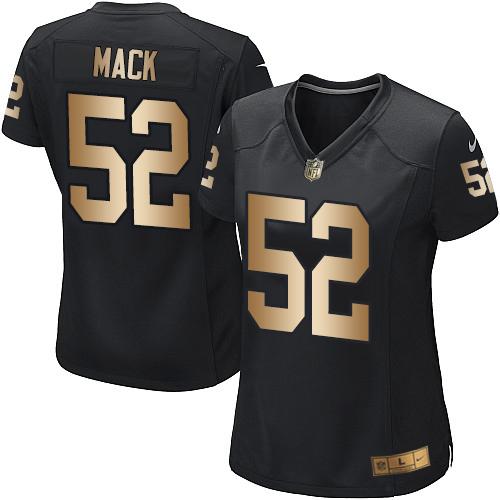 Nike Raiders #52 Khalil Mack Black Team Color Women's Stitched NFL Elite Gold Jersey